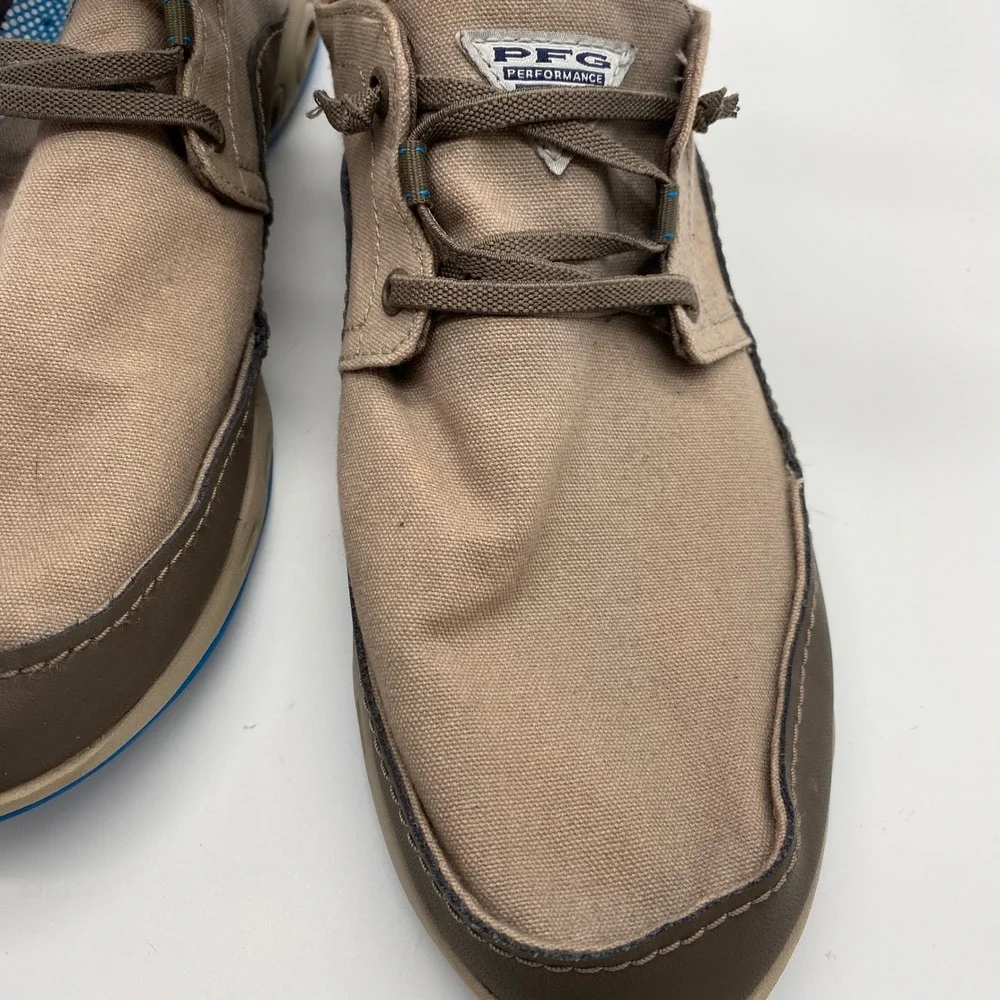Columbia Bahama Vent PFG Boat Shoes Mens 13 Wide Brown Canvas Leather BI4676-006
